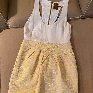 Ali Ro Silk Racerback Dress (white/yellow) (0)